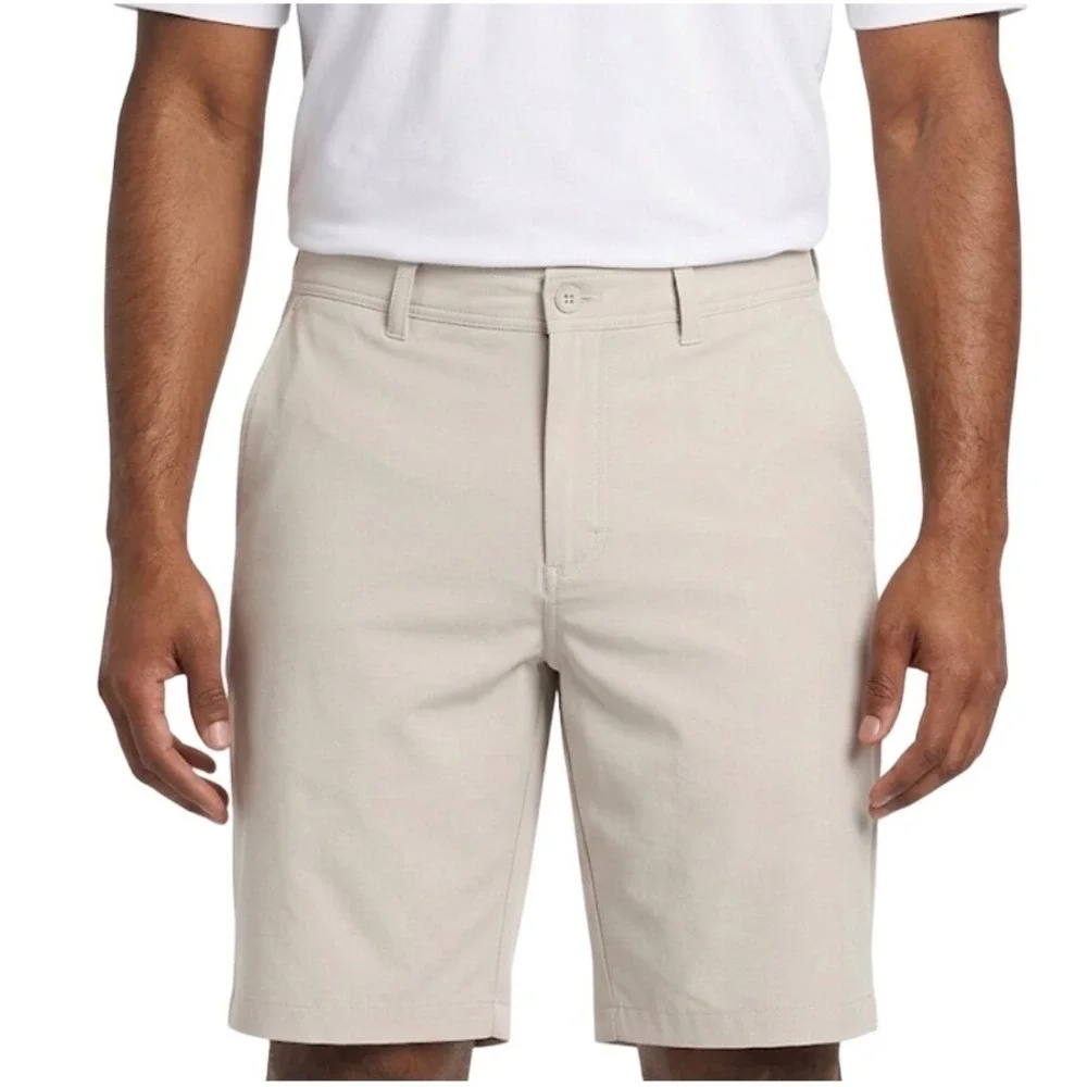 CALLAWAY Mens Golf Shorts Tan Khaki Size 30 Performance Stretch Flat Front 9.5in